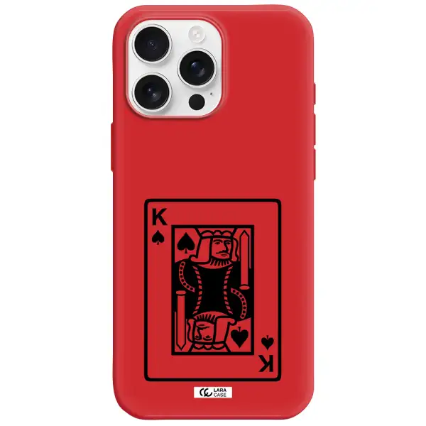 A Black And White Card With A Man In A Crown Apple Iphone 16 Pro Max Silicone Imperial Red Case