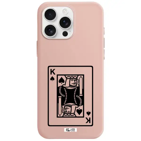 A Black And White Card With A Man In A Crown Apple Iphone 16 Pro Max Silicone Pastel Pink Case