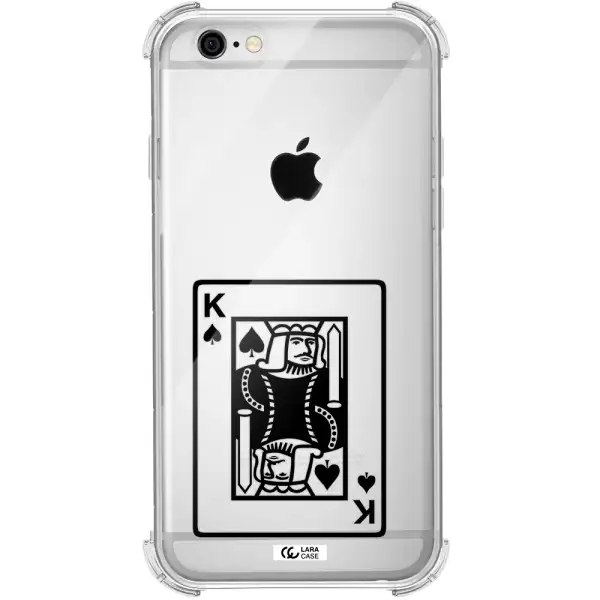 a black and white card with a man in a crown Apple iPhone 6 Clear PC Case