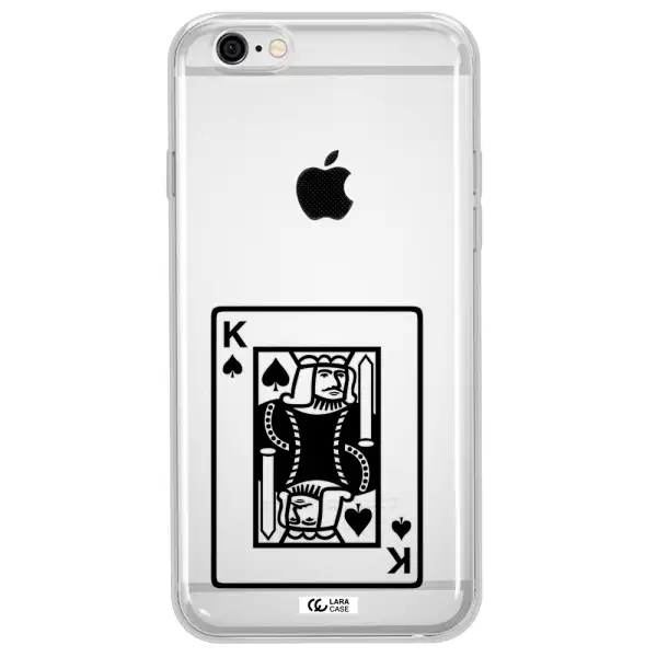 a black and white card with a man in a crown Apple iPhone 6 Clear TPU Case