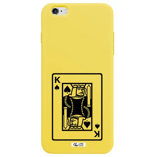 a black and white card with a man in a crown Apple iPhone 6 plus Silicone canary yellow Case