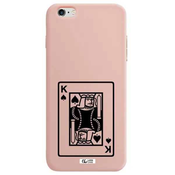 a black and white card with a man in a crown Apple iPhone 6 plus Silicone pastel pink Case