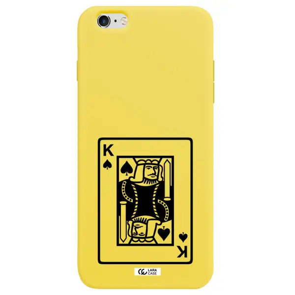 a black and white card with a man in a crown Apple iPhone 6 s plus Silicone canary yellow Case