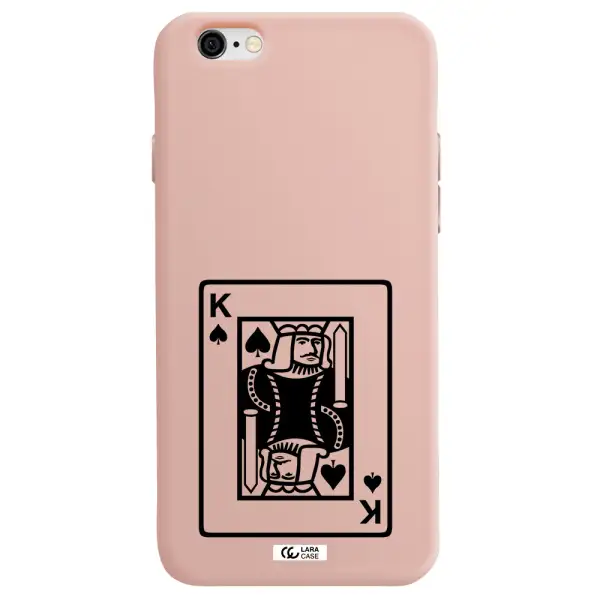 a black and white card with a man in a crown Apple iPhone 6 Silicone pastel pink Case