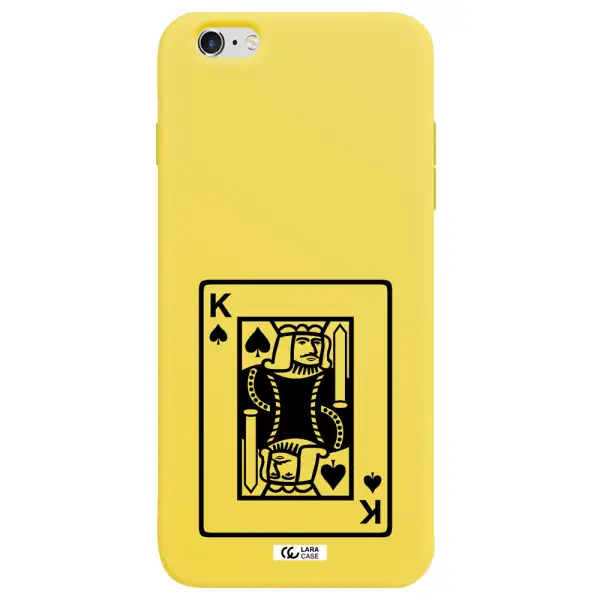 a black and white card with a man in a crown Apple iPhone 6S Silicone canary yellow Case