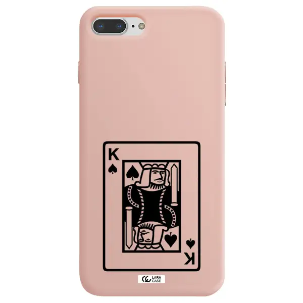 a black and white card with a man in a crown Apple iPhone 7 plus Silicone pastel pink Case