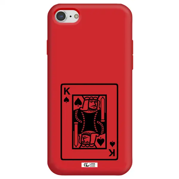 a black and white card with a man in a crown Apple iPhone 7 Silicone Imperial Red Case