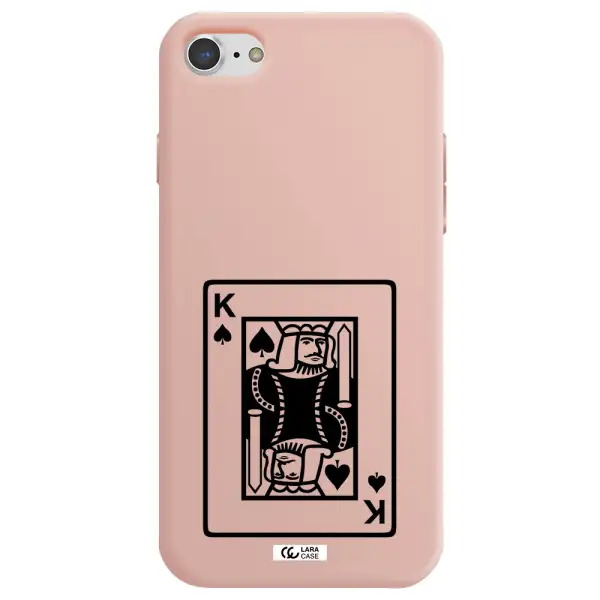 a black and white card with a man in a crown Apple iPhone 7 Silicone pastel pink Case