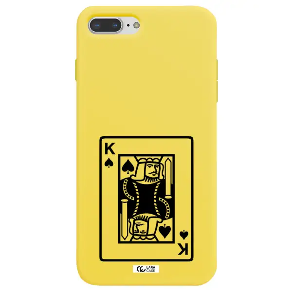 a black and white card with a man in a crown Apple iPhone 8 plus Silicone canary yellow Case