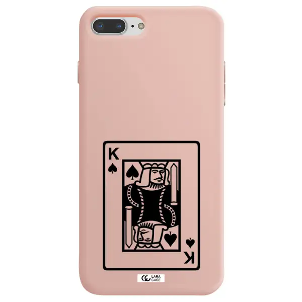 a black and white card with a man in a crown Apple iPhone 8 plus Silicone pastel pink Case