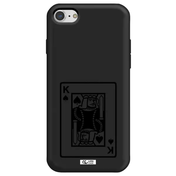 a black and white card with a man in a crown Apple iPhone 8 Silicone black Case