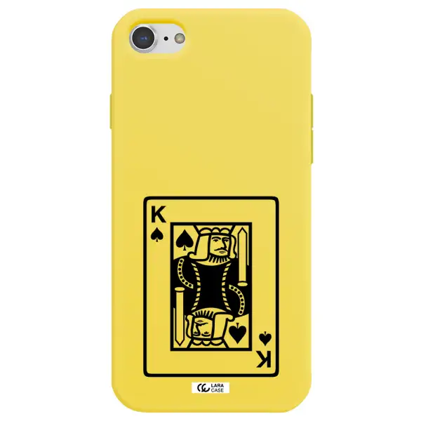 a black and white card with a man in a crown Apple iPhone 8 Silicone canary yellow Case