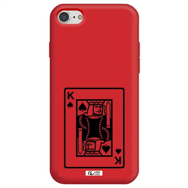 a black and white card with a man in a crown Apple iPhone 8 Silicone Imperial Red Case