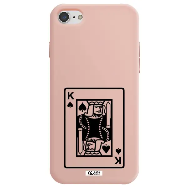 a black and white card with a man in a crown Apple iPhone 8 Silicone pastel pink Case