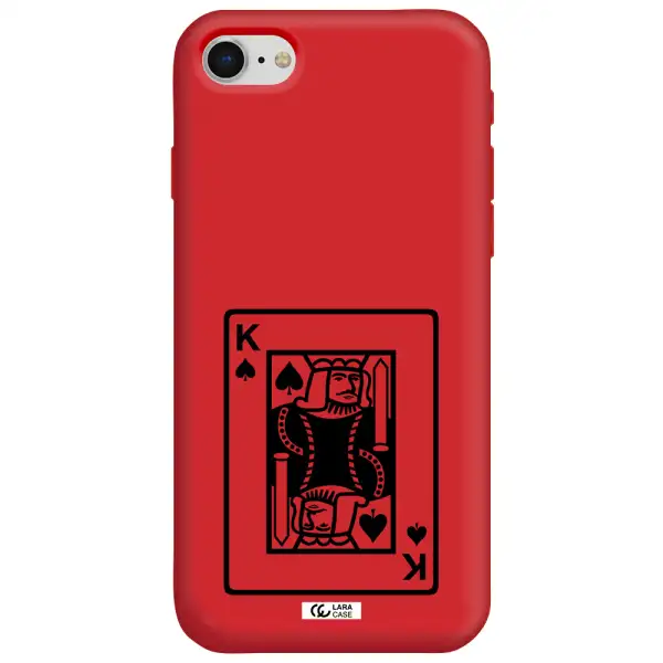 a black and white card with a man in a crown Apple iPhone se 2020 Silicone Imperial Red Case