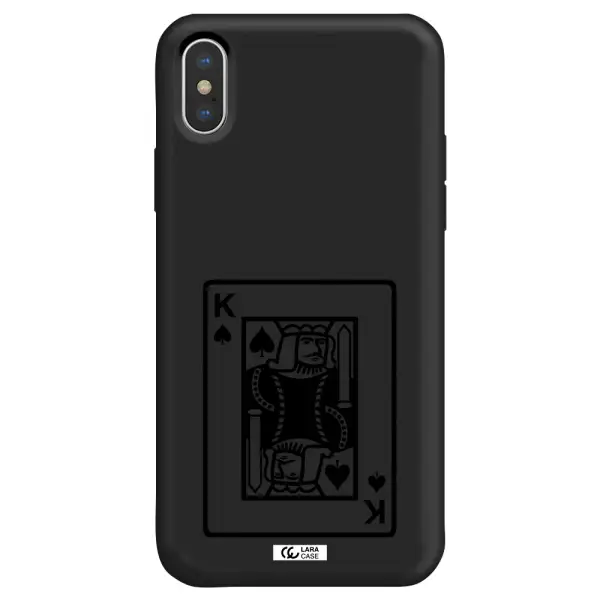 a black and white card with a man in a crown Apple iPhone X Silicone black Case