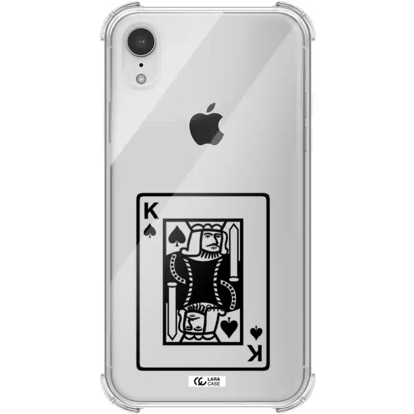 a black and white card with a man in a crown Apple iPhone XR Clear PC Case
