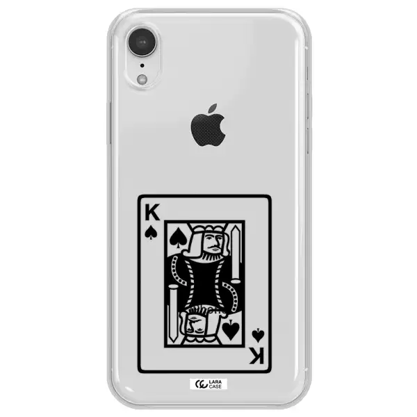 a black and white card with a man in a crown Apple iPhone XR Clear TPU Case