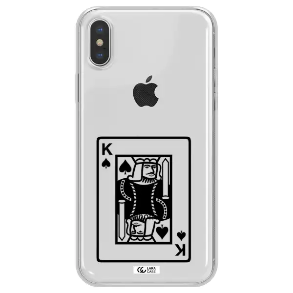 a black and white card with a man in a crown Apple iPhone XS max Clear TPU Case