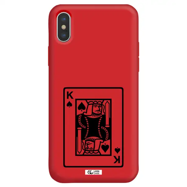 a black and white card with a man in a crown Apple iPhone XS max Silicone Imperial Red Case