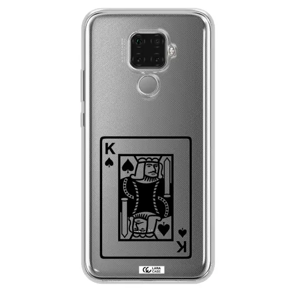 a black and white card with a man in a crown Huawei Mate 30 Lite Clear TPU Case