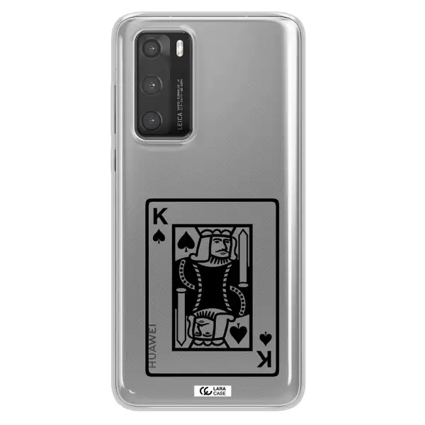 a black and white card with a man in a crown Huawei P40 Clear TPU Case