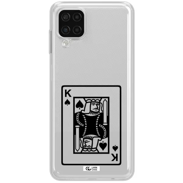 a black and white card with a man in a crown Samsung A12 4g Clear TPU Case