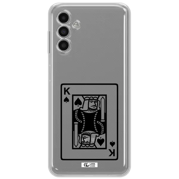 A Black And White Card With A Man In A Crown Samsung A13 5G Clear Tpu Case