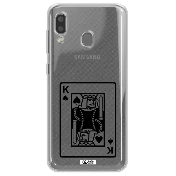 a black and white card with a man in a crown Samsung A20 Clear TPU Case
