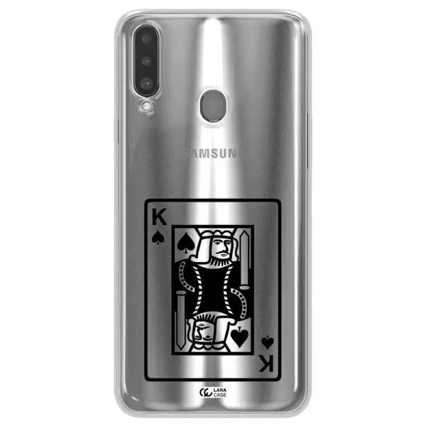 a black and white card with a man in a crown Samsung A20S Clear TPU Case