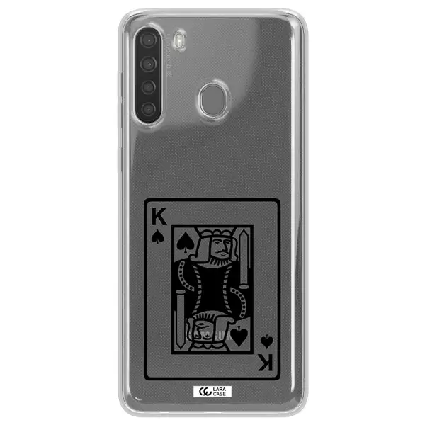 a black and white card with a man in a crown Samsung A21 Clear TPU Case