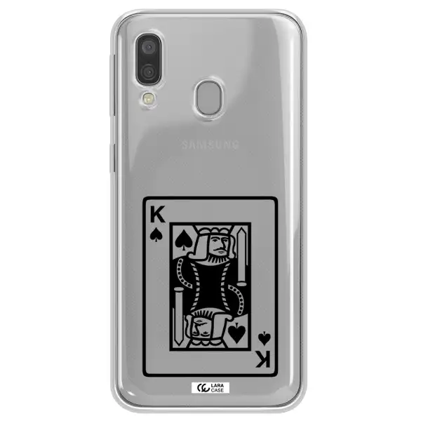 a black and white card with a man in a crown Samsung A40 Clear TPU Case
