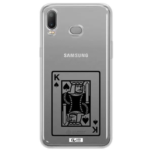a black and white card with a man in a crown Samsung A6S Clear TPU Case