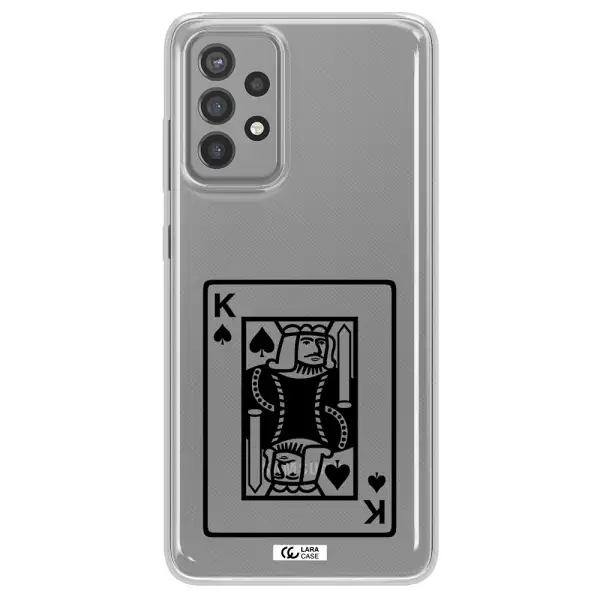 a black and white card with a man in a crown Samsung A72 Clear TPU Case