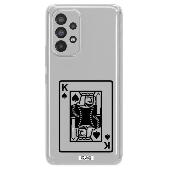 a black and white card with a man in a crown Samsung A73 Clear TPU Case