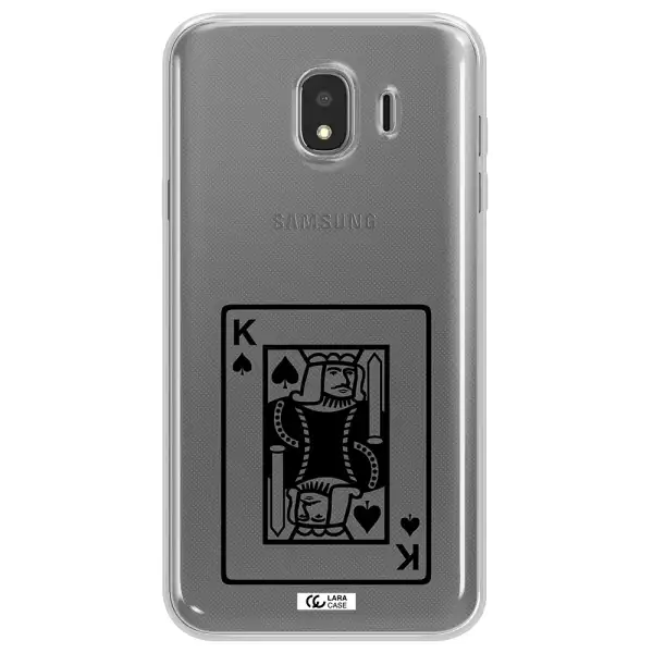 a black and white card with a man in a crown Samsung J4 Clear TPU Case