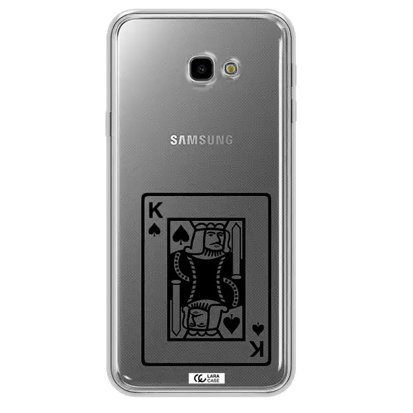 a black and white card with a man in a crown Samsung J4 Plus Clear TPU Case