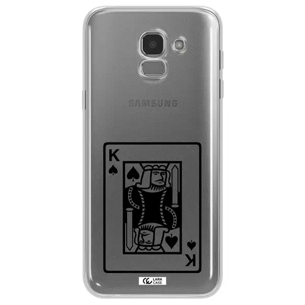 a black and white card with a man in a crown Samsung J6 Clear TPU Case