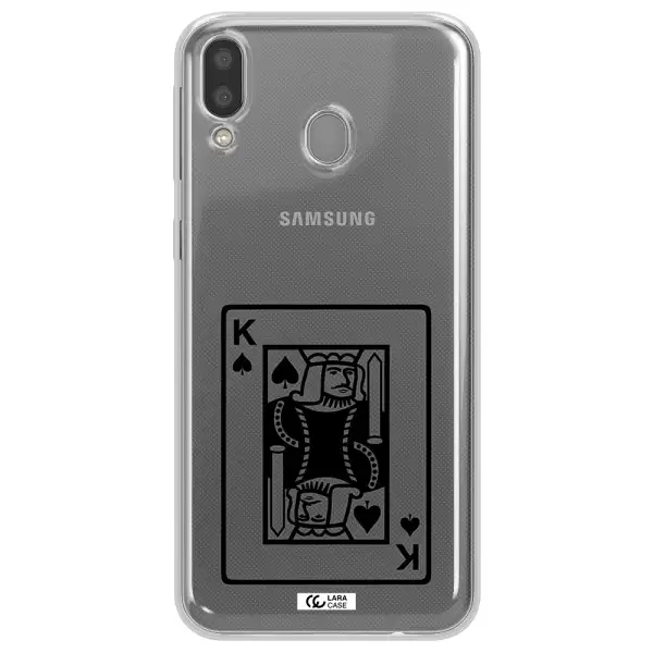 a black and white card with a man in a crown Samsung M20 Clear TPU Case