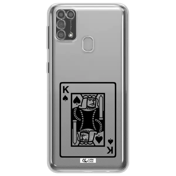 a black and white card with a man in a crown Samsung M31 Clear TPU Case