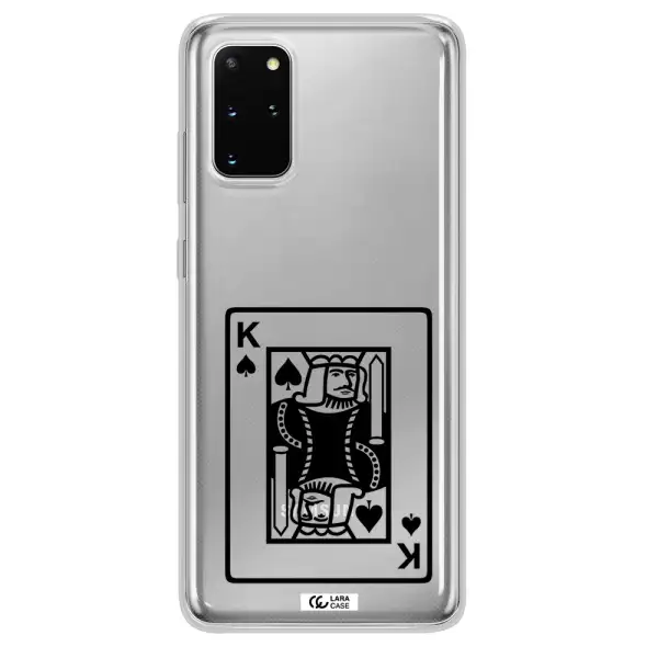a black and white card with a man in a crown Samsung S 20 Plus Clear TPU Case