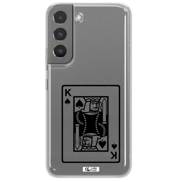 a black and white card with a man in a crown Samsung S 22 Clear TPU Case