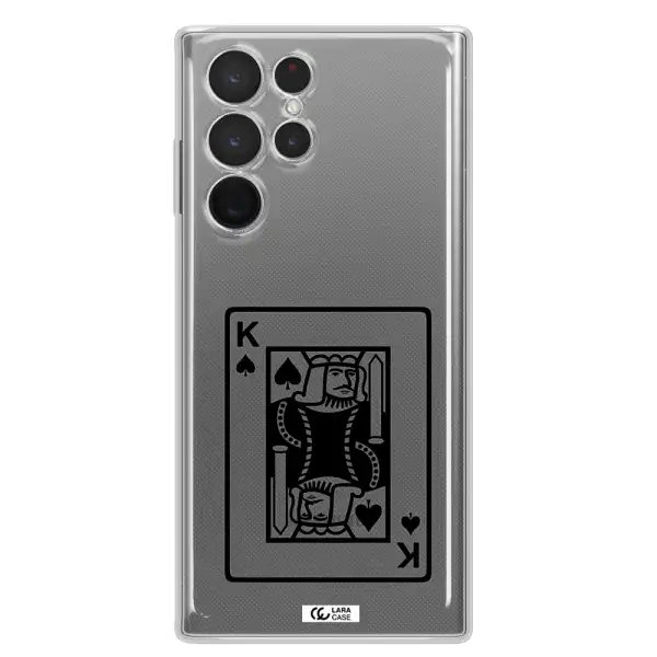 a black and white card with a man in a crown Samsung S 22 Ultra Clear TPU Case