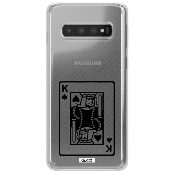 a black and white card with a man in a crown Samsung S10 Clear TPU Case