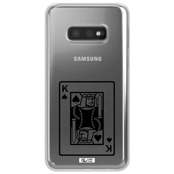 a black and white card with a man in a crown Samsung S10e Clear TPU Case