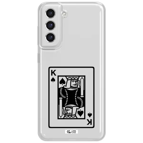 A Black And White Card With A Man In A Crown Samsung S21 Fe Clear Tpu Case