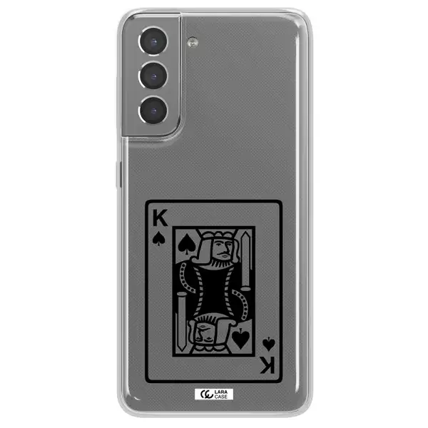 a black and white card with a man in a crown Samsung S21 Plus Clear TPU Case