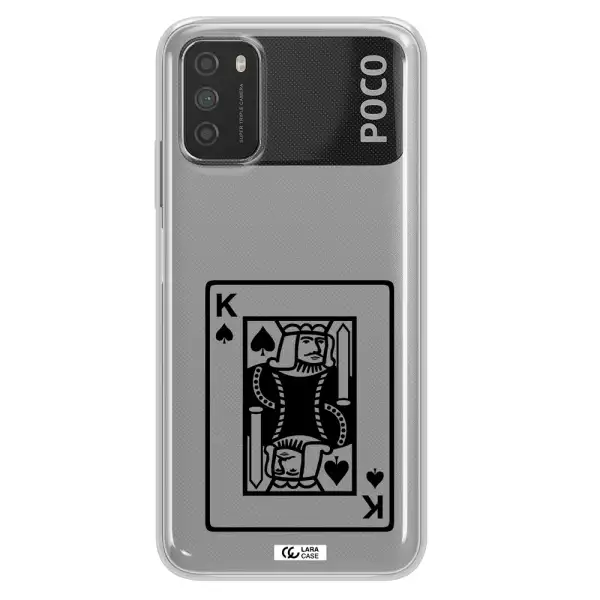 a black and white card with a man in a crown Xiaomi Poco M3 Clear TPU Case