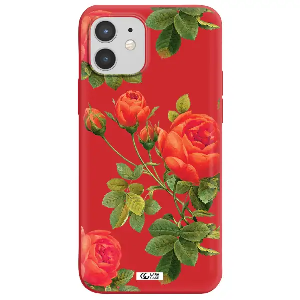 a close-up of a flower Apple iPhone 12 Silicone Imperial Red Case