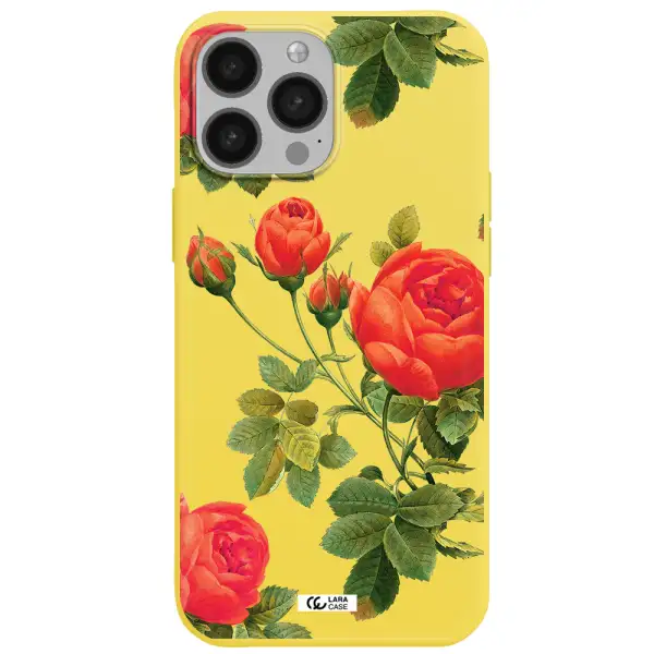a close-up of a flower Apple iPhone 13 Pro Max Silicone canary yellow Case